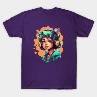 Manga style anime cat girl T-Shirt